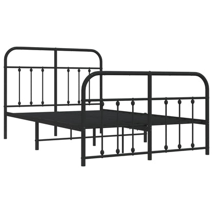 vidaXL Bed Frame | Black | Powder-Coated Steel | Small Double | Bed Frame