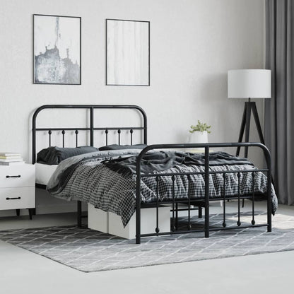 vidaXL Bed Frame | Black | Powder-Coated Steel | Small Double | Bed Frame