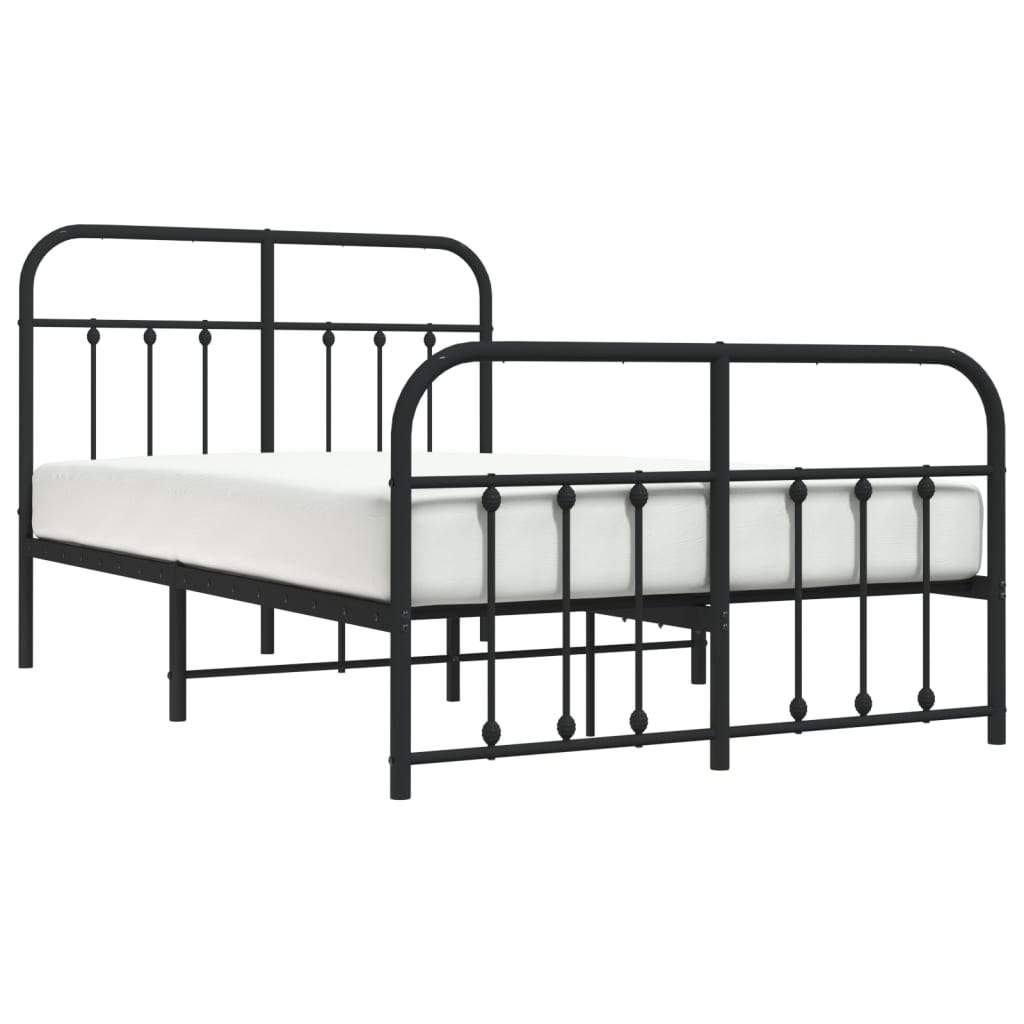 vidaXL Bed Frame | Black | Powder-Coated Steel | Small Double | Bed Frame