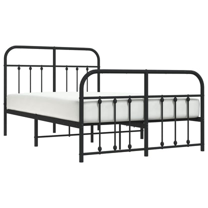 vidaXL Bed Frame | Black | Powder-Coated Steel | Small Double | Bed Frame