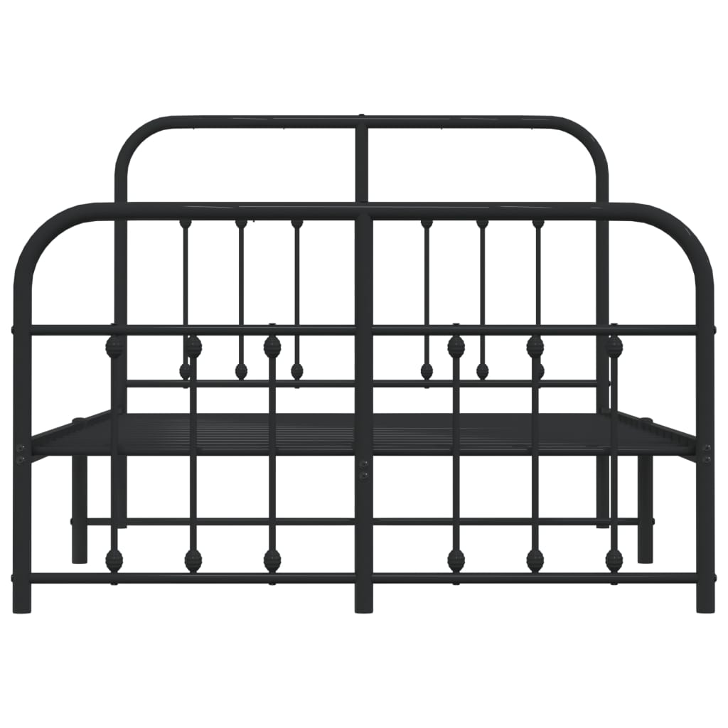 vidaXL Bed Frame | Black | Powder-Coated Steel | Small Double | Bed Frame