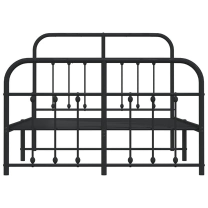 vidaXL Bed Frame | Black | Powder-Coated Steel | Small Double | Bed Frame