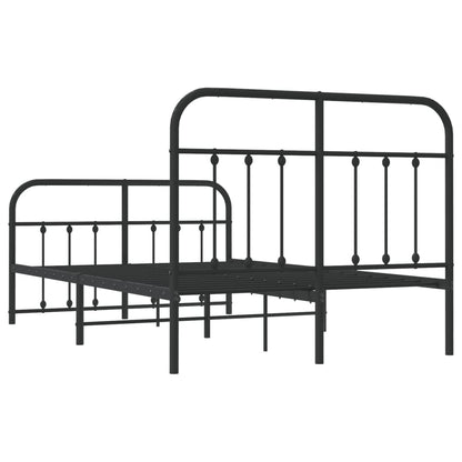 vidaXL Bed Frame | Black | Powder-Coated Steel | Small Double | Bed Frame