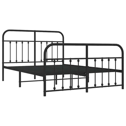 vidaXL Metal Bed Frame without Mattress with Footboard Black 135x190cm