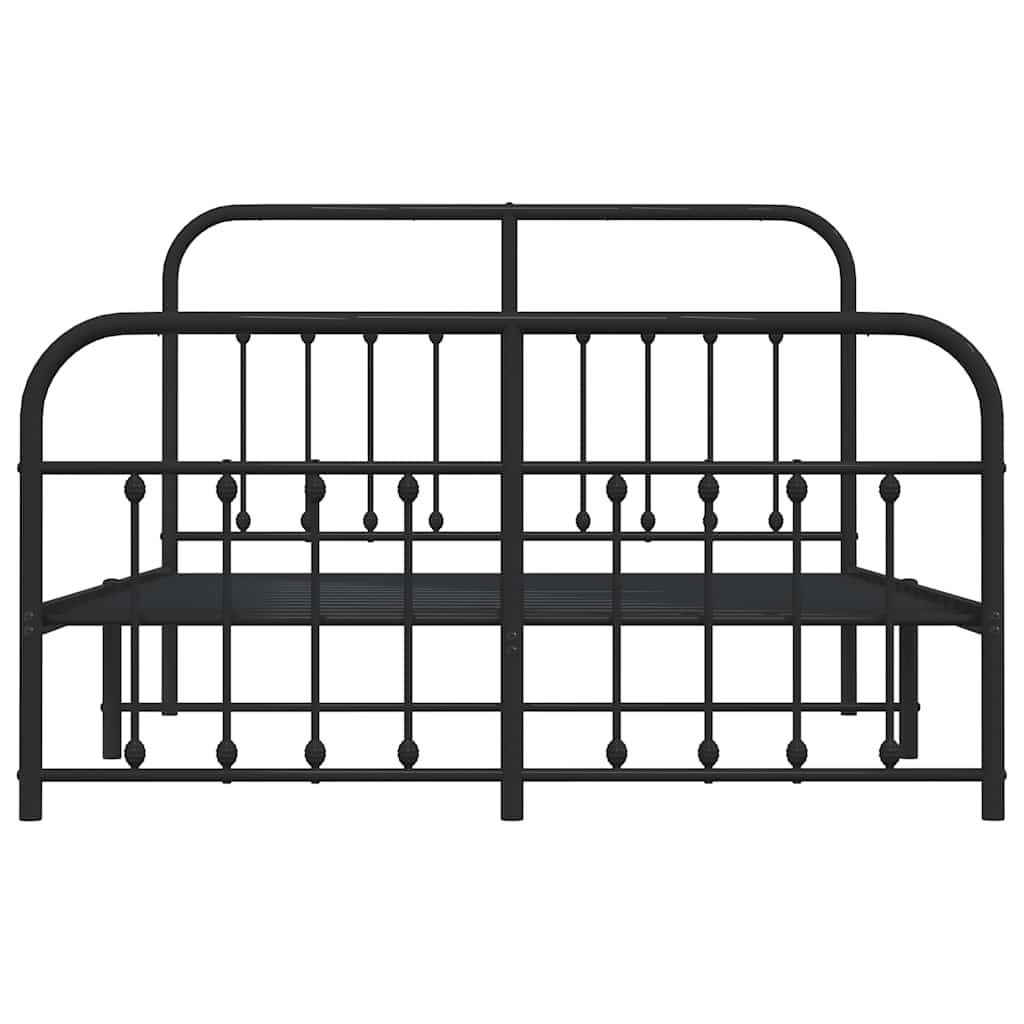 vidaXL Metal Bed Frame without Mattress with Footboard Black 135x190cm