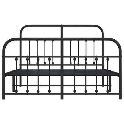 vidaXL Metal Bed Frame without Mattress with Footboard Black 135x190cm