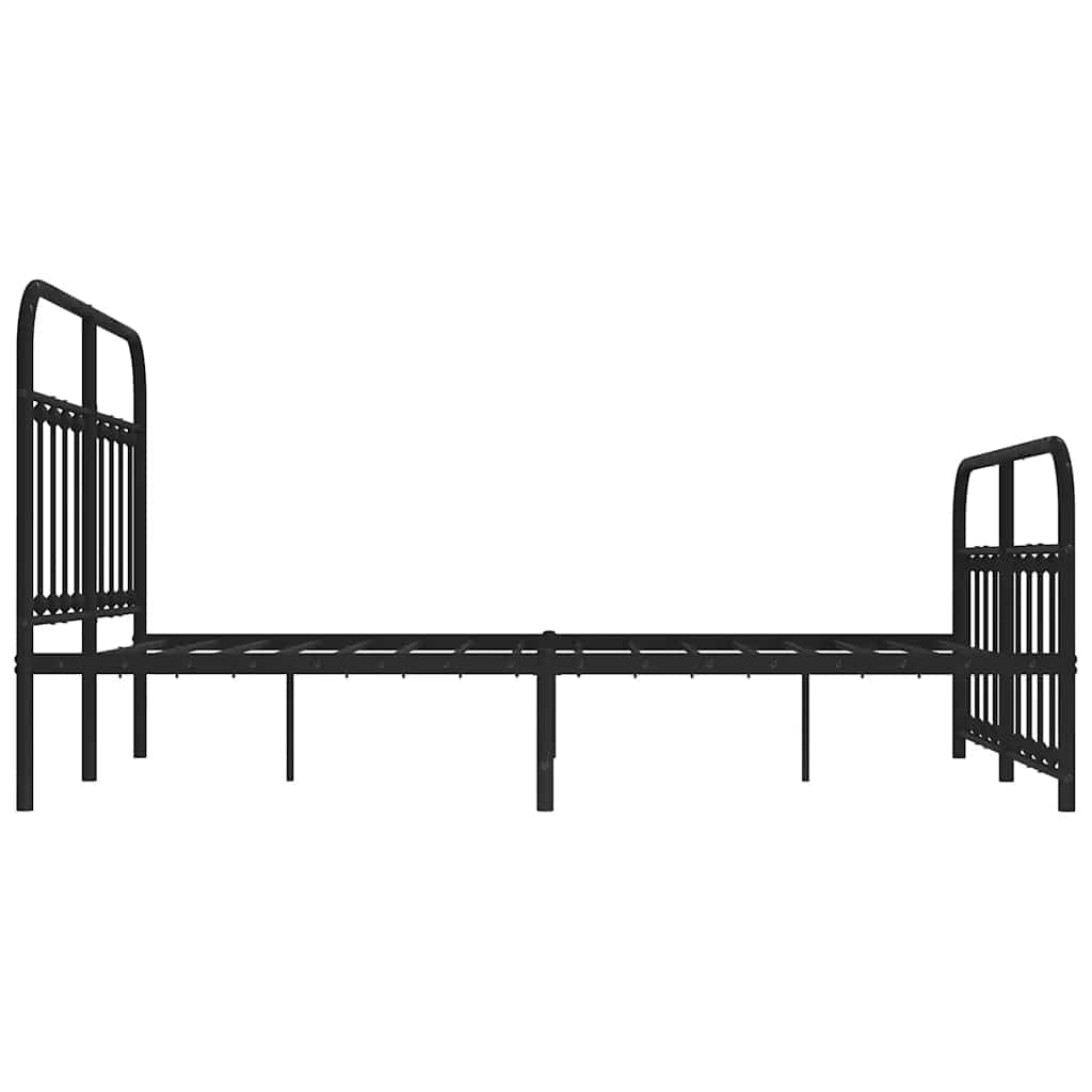 vidaXL Metal Bed Frame without Mattress with Footboard Black 135x190cm