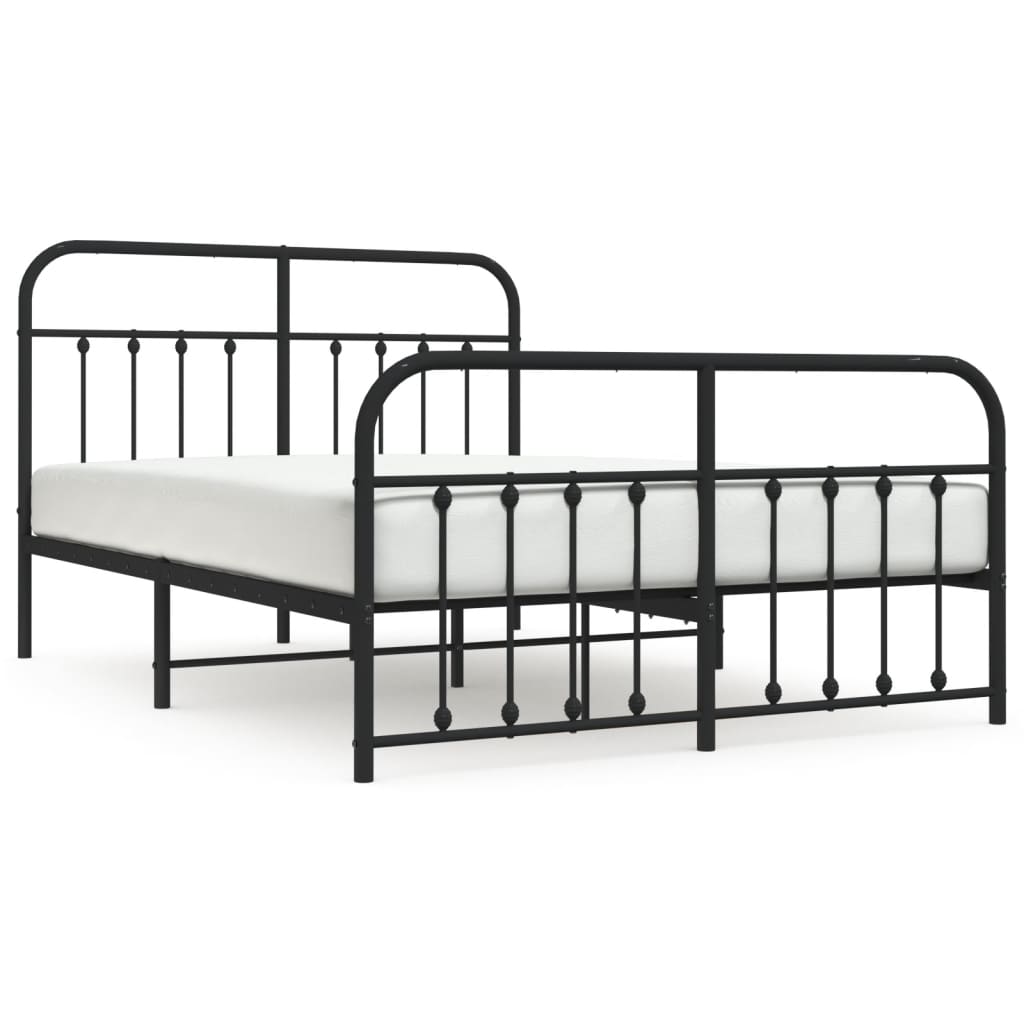 vidaXL Bed Frame | Black | Bed Frame | Metal Bed Frame | Double Bed | Black Bed