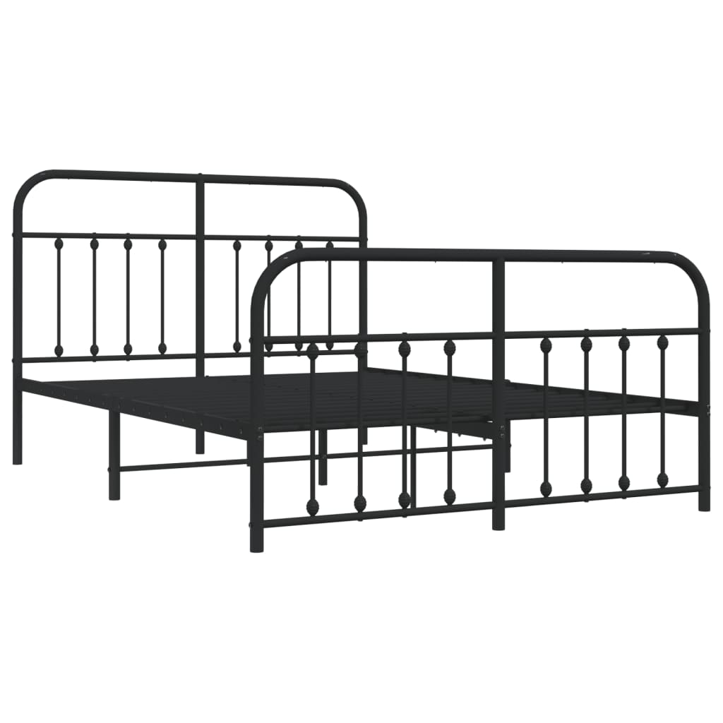 vidaXL Bed Frame | Black | Bed Frame | Metal Bed Frame | Double Bed | Black Bed