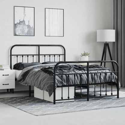 vidaXL Bed Frame | Black | Bed Frame | Metal Bed Frame | Double Bed | Black Bed