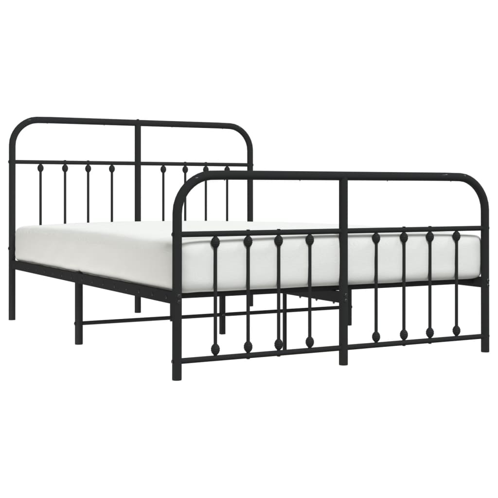 vidaXL Bed Frame | Black | Bed Frame | Metal Bed Frame | Double Bed | Black Bed