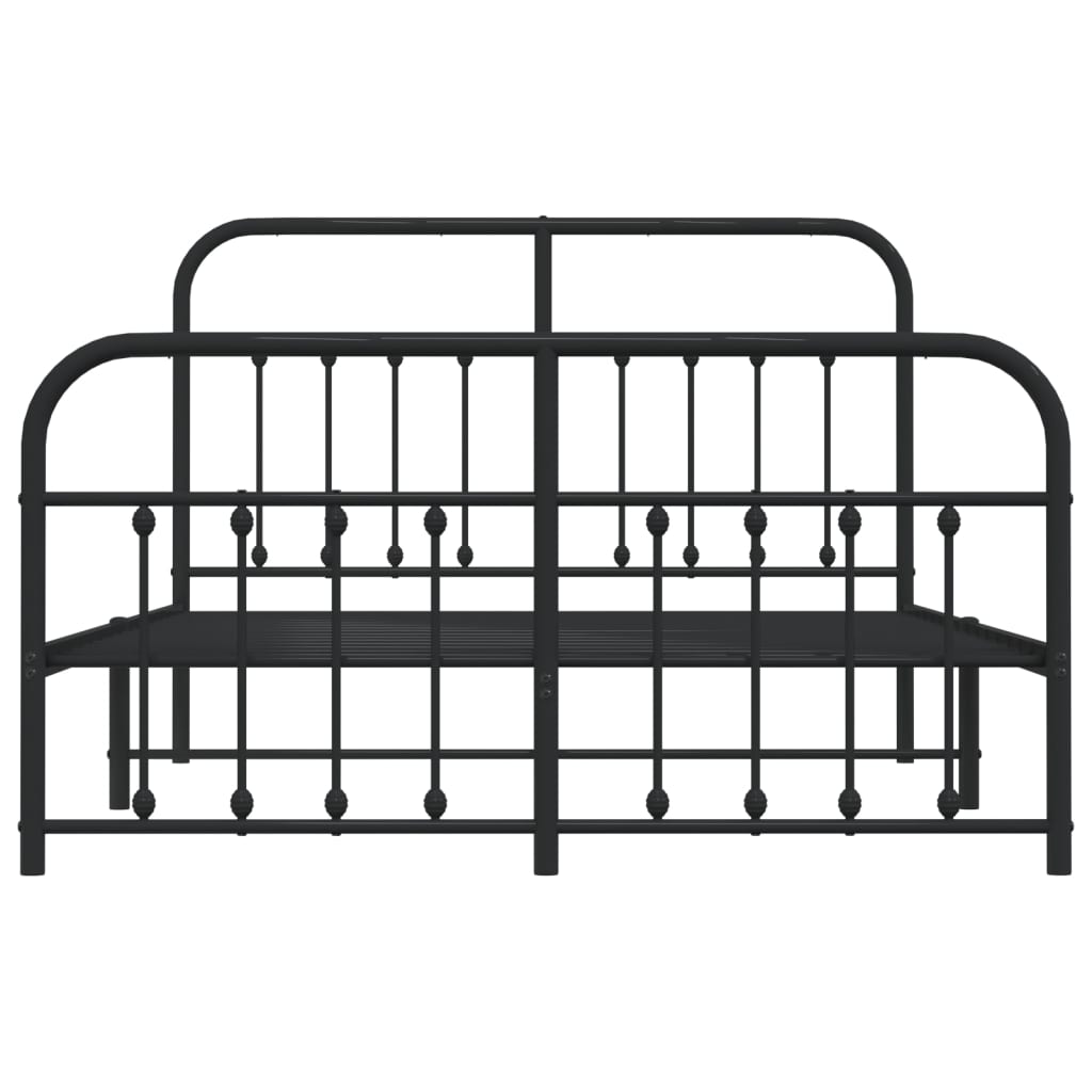 vidaXL Bed Frame | Black | Bed Frame | Metal Bed Frame | Double Bed | Black Bed