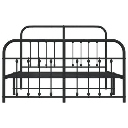 vidaXL Bed Frame | Black | Bed Frame | Metal Bed Frame | Double Bed | Black Bed