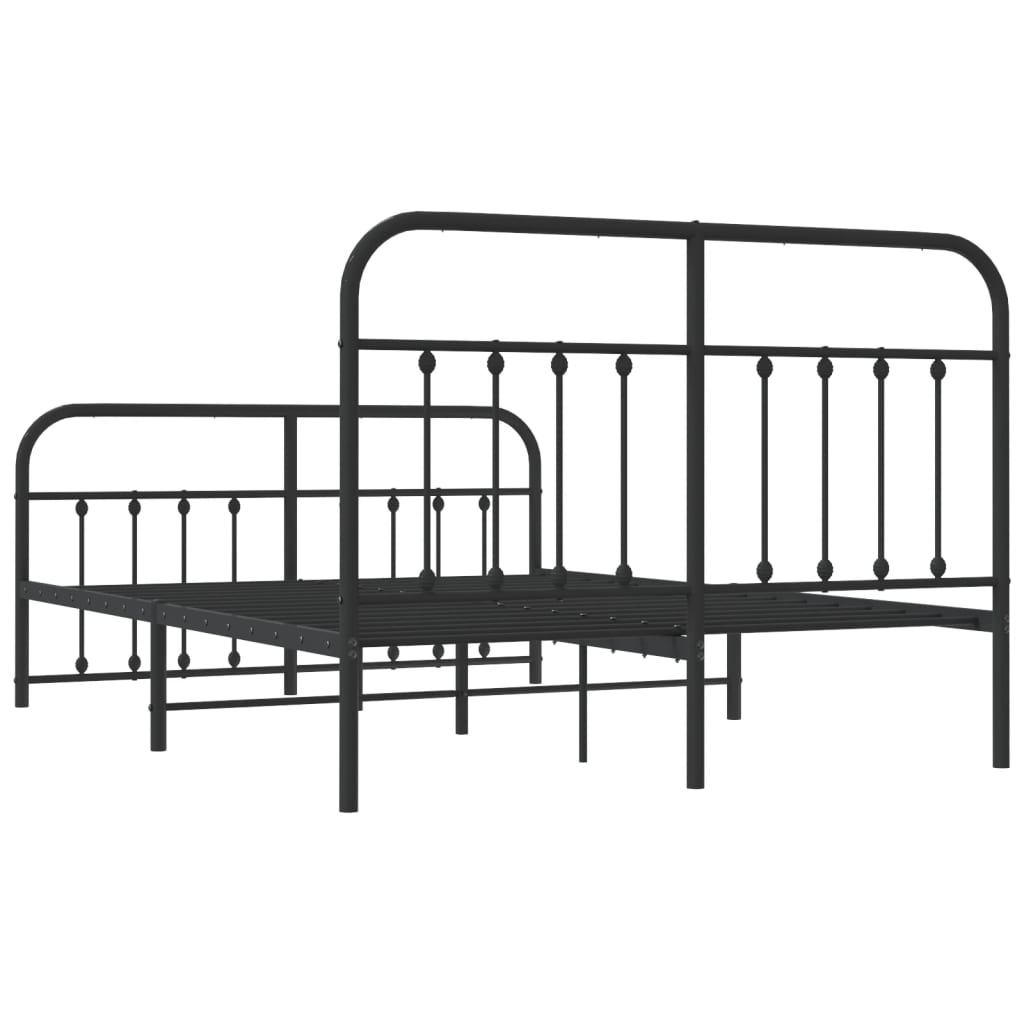 vidaXL Bed Frame | Black | Bed Frame | Metal Bed Frame | Double Bed | Black Bed
