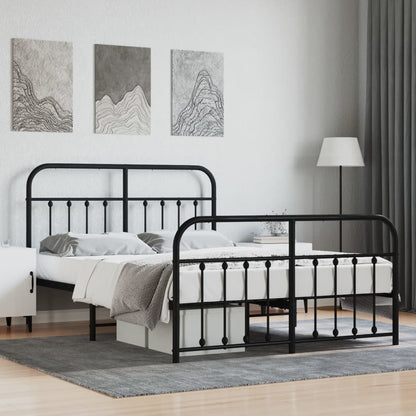 vidaXL Bed Frame | Black | Bed Frame | Metal Bed Frame | Double Bed | Black Bed