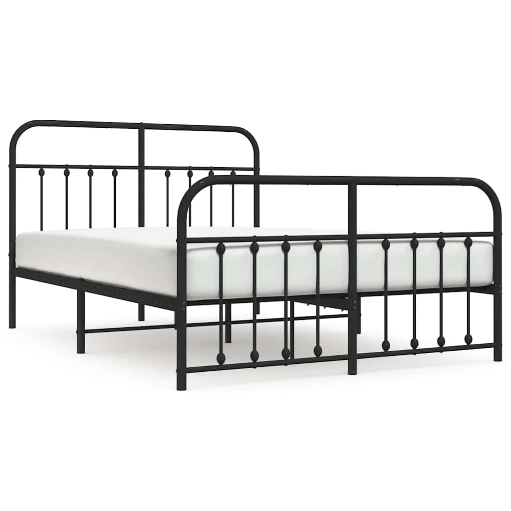 vidaXL Metal Bed Frame without Mattress with Footboard Black 150x200cm