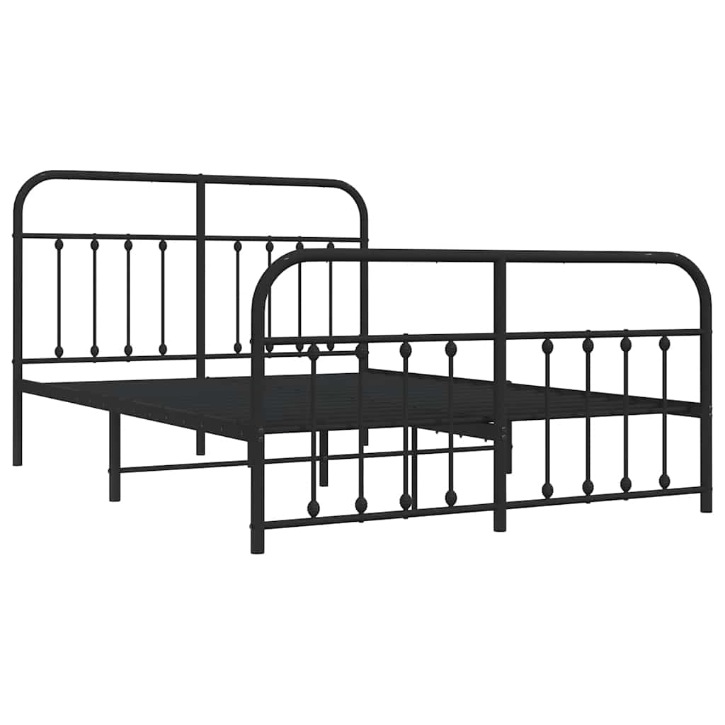 vidaXL Metal Bed Frame without Mattress with Footboard Black 150x200cm