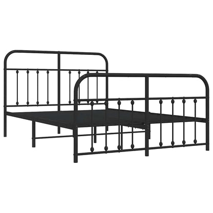 vidaXL Metal Bed Frame without Mattress with Footboard Black 150x200cm