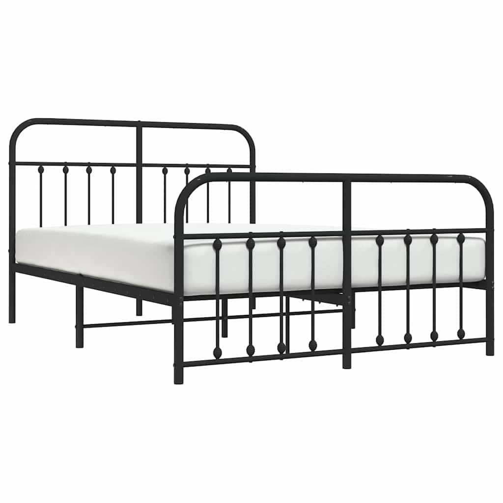 vidaXL Metal Bed Frame without Mattress with Footboard Black 150x200cm