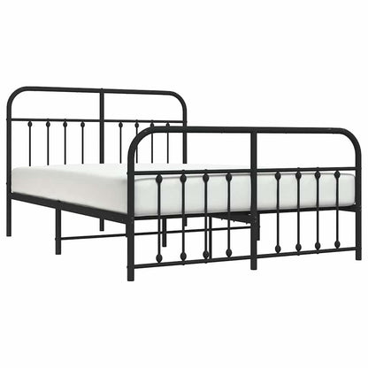 vidaXL Metal Bed Frame without Mattress with Footboard Black 150x200cm