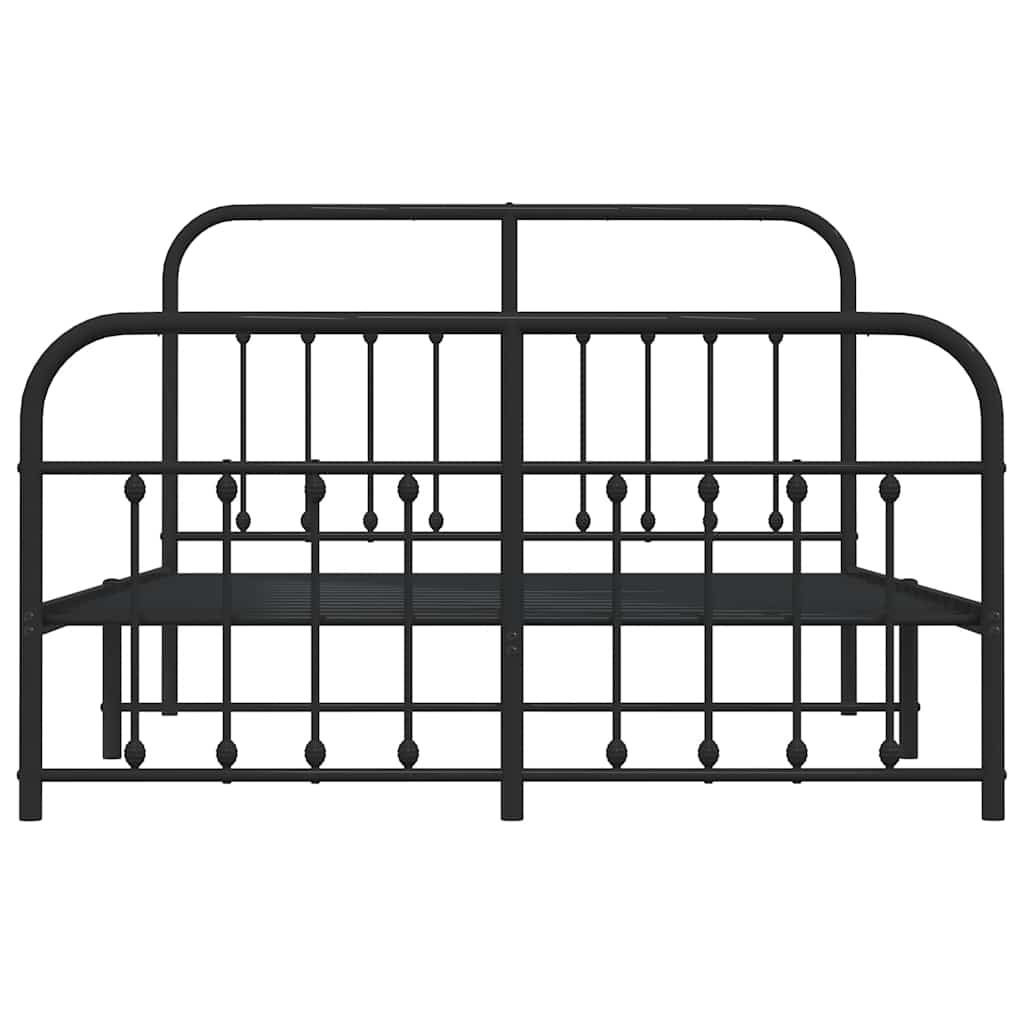 vidaXL Metal Bed Frame without Mattress with Footboard Black 150x200cm