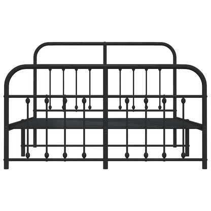 vidaXL Metal Bed Frame without Mattress with Footboard Black 150x200cm