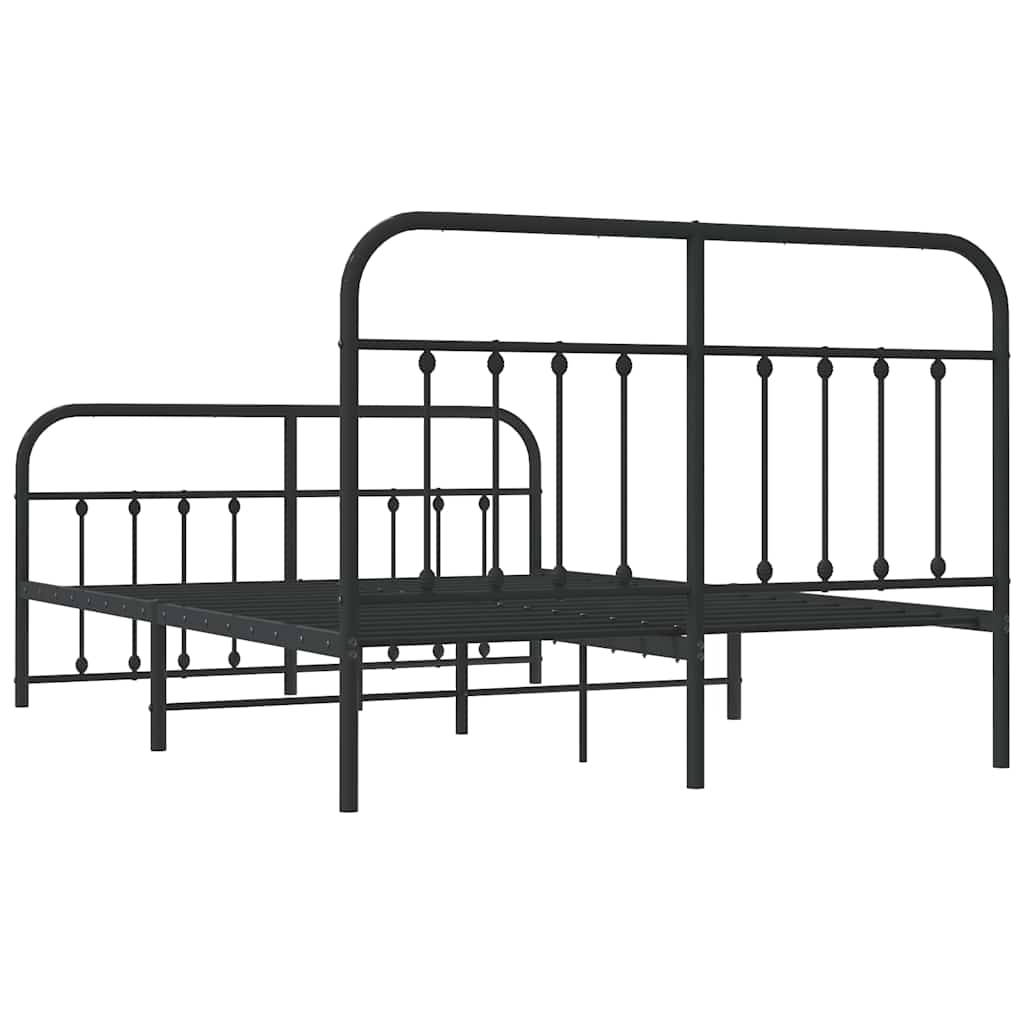 vidaXL Metal Bed Frame without Mattress with Footboard Black 150x200cm
