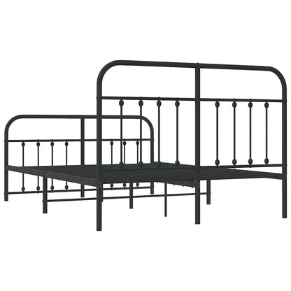 vidaXL Metal Bed Frame without Mattress with Footboard Black 150x200cm