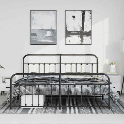 vidaXL Bed Frame | Black | Powder-Coated Steel | 183x213 cm | Bed Frame