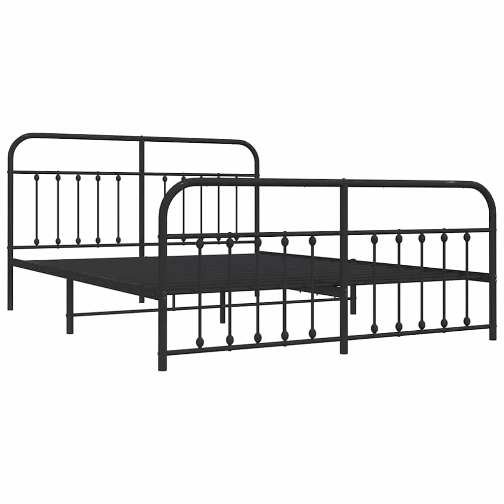 vidaXL Bed Frame | Black | Powder-Coated Steel | 183x213 cm | Bed Frame