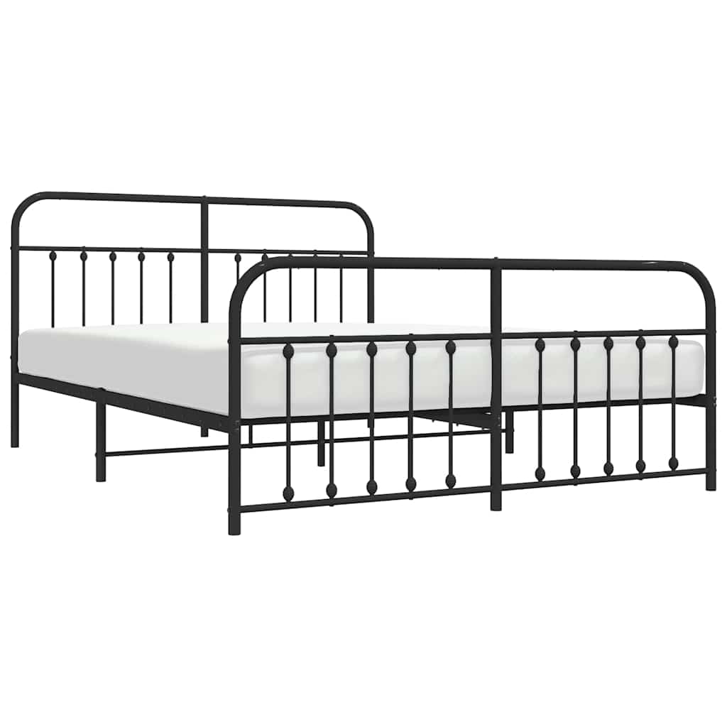 vidaXL Bed Frame | Black | Powder-Coated Steel | 183x213 cm | Bed Frame