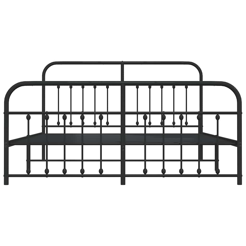 vidaXL Bed Frame | Black | Powder-Coated Steel | 183x213 cm | Bed Frame