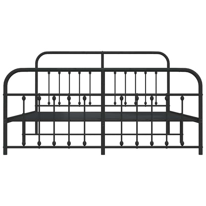 vidaXL Bed Frame | Black | Powder-Coated Steel | 183x213 cm | Bed Frame