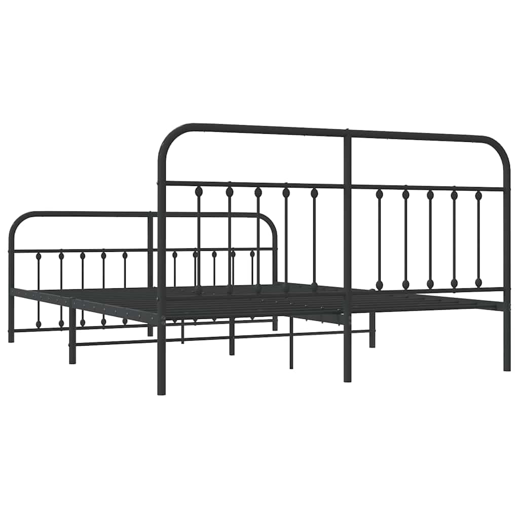 vidaXL Bed Frame | Black | Powder-Coated Steel | 183x213 cm | Bed Frame