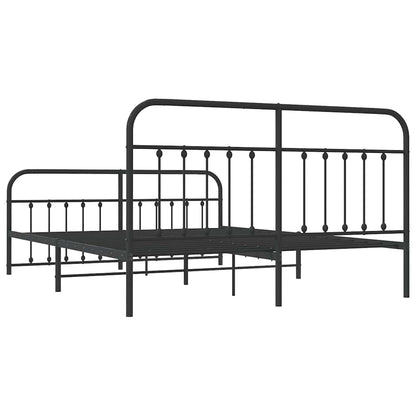 vidaXL Bed Frame | Black | Powder-Coated Steel | 183x213 cm | Bed Frame