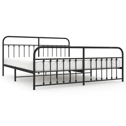 vidaXL Bed Frame | Black | Powder-Coated Steel | Double Bed | Durable