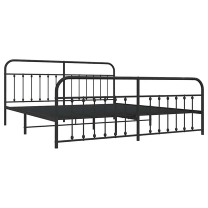 vidaXL Bed Frame | Black | Powder-Coated Steel | Double Bed | Durable