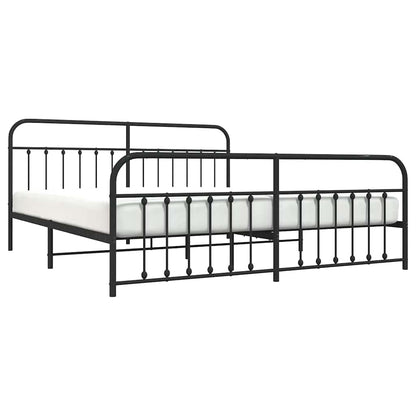 vidaXL Bed Frame | Black | Powder-Coated Steel | Double Bed | Durable