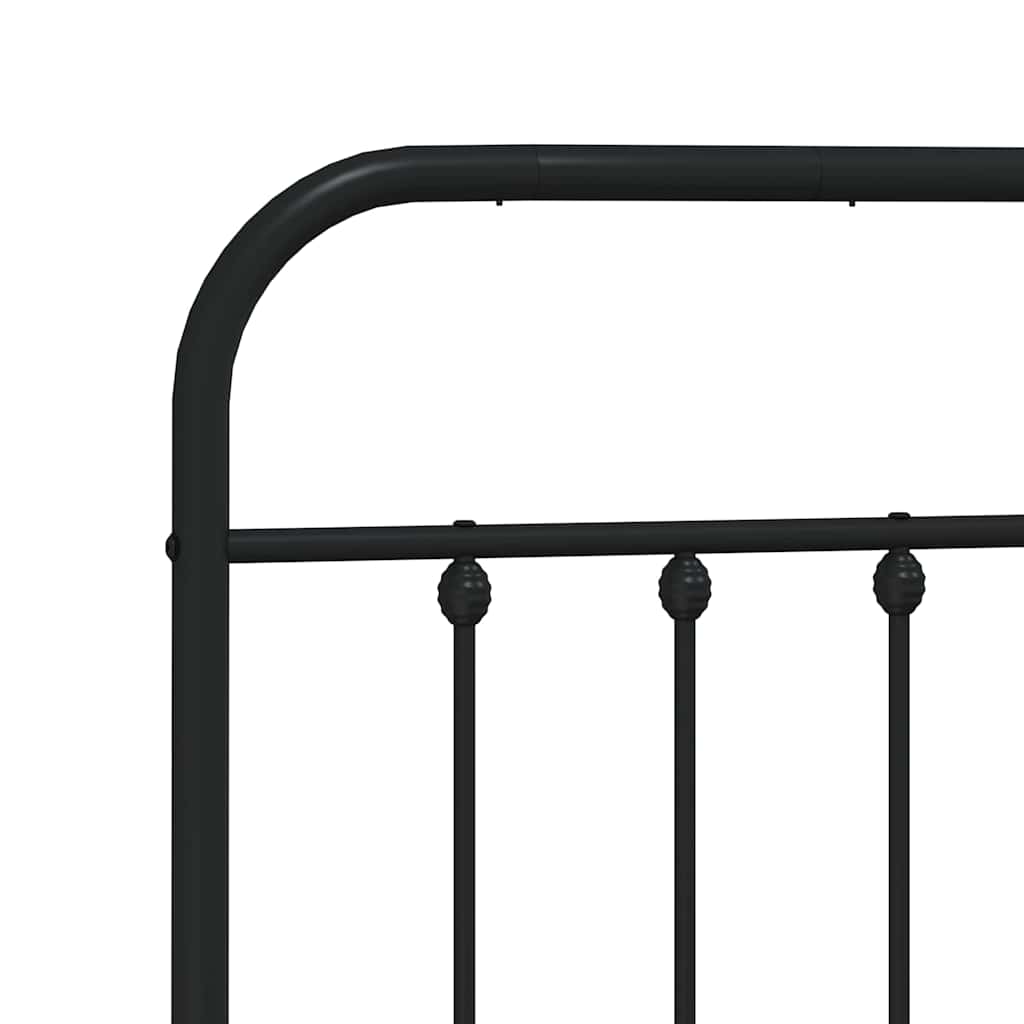 vidaXL Bed Frame | Black | Powder-Coated Steel | Double Bed | Durable