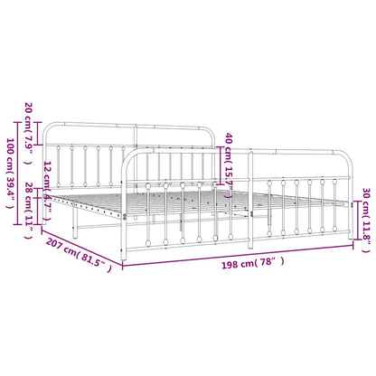 vidaXL Bed Frame | Black | Powder-Coated Steel | Double Bed | Durable
