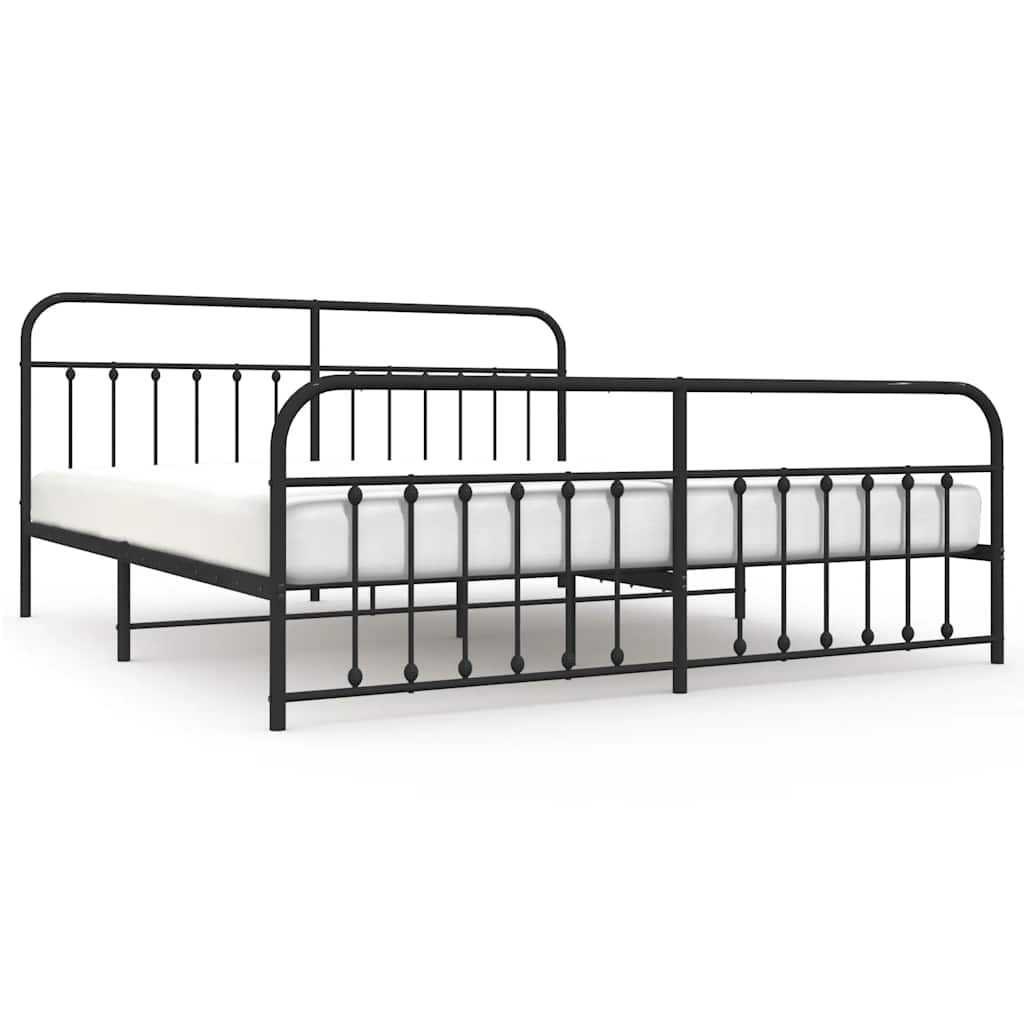 vidaXL Metal Bed Frame without Mattress with Footboard Black 200x200cm