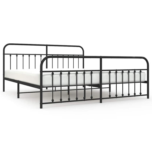 vidaXL Bed Frame | Black | Powder-Coated Steel | Double | Bed Frame