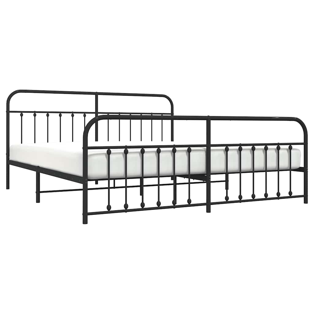 vidaXL Metal Bed Frame without Mattress with Footboard Black 200x200cm
