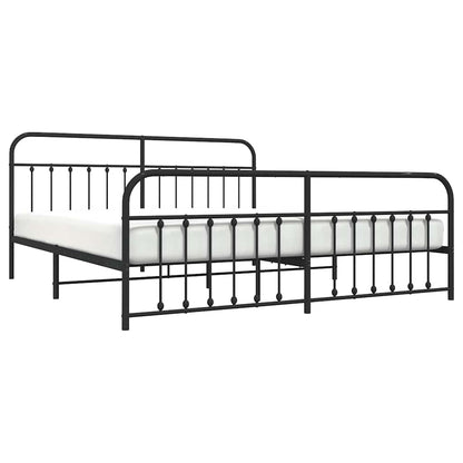 vidaXL Metal Bed Frame without Mattress with Footboard Black 200x200cm