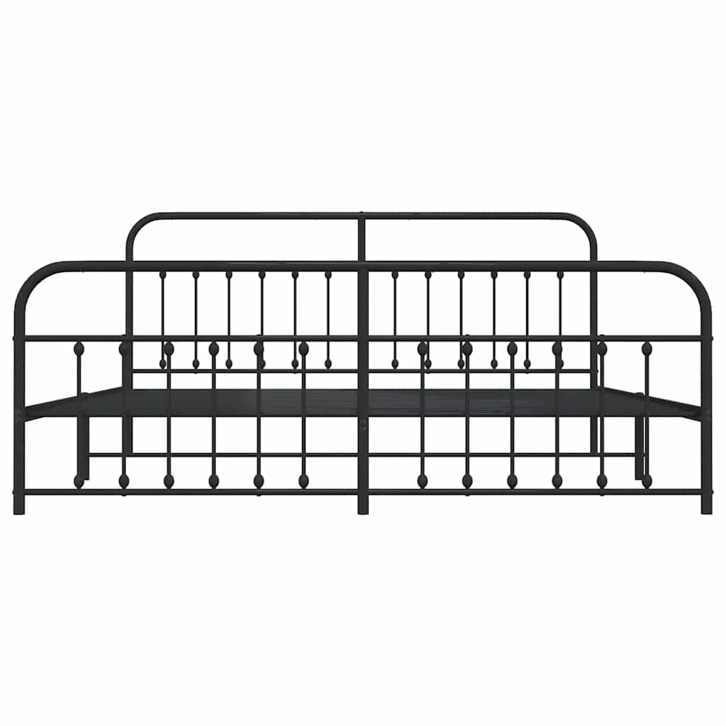 vidaXL Metal Bed Frame without Mattress with Footboard Black 200x200cm