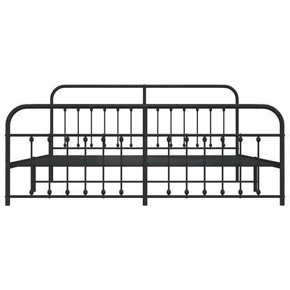 vidaXL Metal Bed Frame without Mattress with Footboard Black 200x200cm
