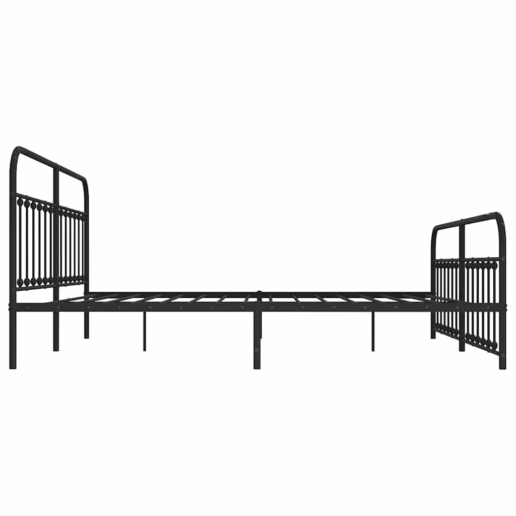 vidaXL Metal Bed Frame without Mattress with Footboard Black 200x200cm