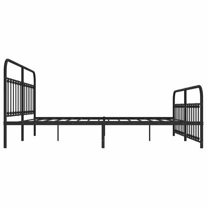 vidaXL Metal Bed Frame without Mattress with Footboard Black 200x200cm