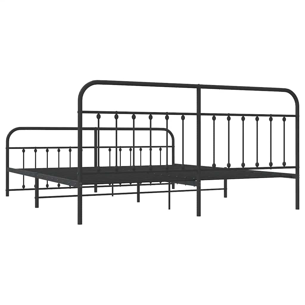 vidaXL Metal Bed Frame without Mattress with Footboard Black 200x200cm