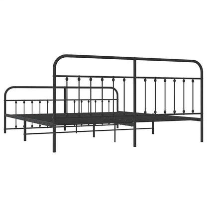 vidaXL Metal Bed Frame without Mattress with Footboard Black 200x200cm